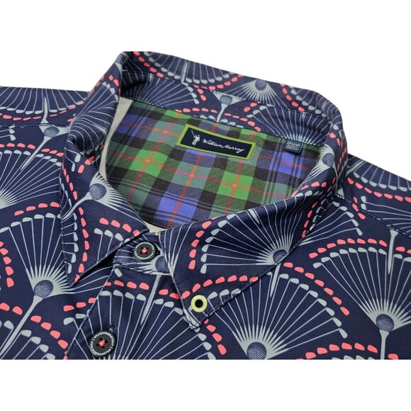 William Murray Polo Shirt Golf Clubs All Over Print Men's XXL Blue Performance - Picture 4 of 12